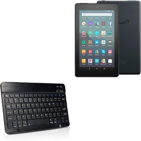 BoxWave Keyboard Compatible with Amazon Fire 7 (9th Gen 2019) - SlimKeys Bluetooth Keyboard, Portable Keyboard with Integrated Commands - Jet Black