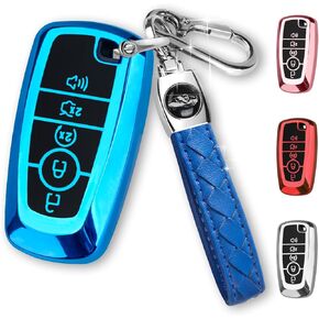 for Ford Key Fob Cover with Keychain,Car Key Case Shell Protector Holder 5 Buttons for Ford Explorer Fusion Escape Edge Expedition Mustang F150 F250 F350 F450 F550 Bronco,White