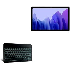 لوحة مفاتيح BoxWave متوافقة مع Samsung Galaxy Tab A7 (7.0 بوصة) - لوحة مفاتيح بلوتوث SlimKeys - مع إضاءة خلفية، لوحة مفاتيح محمولة مع إضاءة خلفية مريحة - أسود لامع
