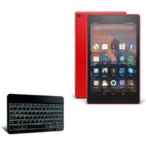 BoxWave Keyboard Compatible with Amazon Fire HD 8 (7th Gen 2017) - SlimKeys Bluetooth Keyboard - with Backlight, Portable Keyboard w/Convenient Back Light - Jet Black