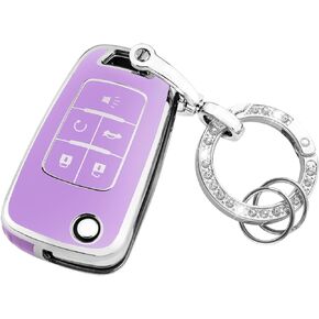 for Chevy Key Fob Cover with Keychain, Soft TPU Key Case Shell Full Protection for Chevrolet Camaro Cruze Equinox Malibu Impala Spark Sonic GMC Buick Terrain Encore Allure Regal (Black)