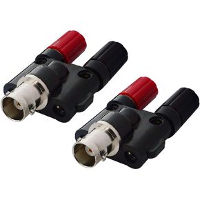 onelinkmore BNC Female to Dual Banana Female Socket Binding Post RF Coax Splitter Adapter Connector for HF Radio Antennas Pack of 2