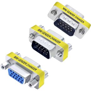DTECH 3-Pack VGA Connector Female to Female Gender Changer Male to Female Adapter, Male to Male Coupler