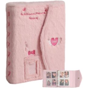 OLizee® Plush Kpop Photocard Binder with 30 Pages Transparent Inner Kpop Photocard Album Kpop Photocard Holder Kpop Photocard Book Kpop Photocard Organizer for Kpop Fans Pink