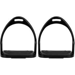 ViaGasaFamido 1 Pair Horse Riding Stirrups, Aluminum Casting Horse Saddle Safety Stirrup Non Slip Equestrian Stirrups for Saddle(Black)