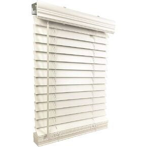 US Window And Floor 2" Faux Wood 38.5" W x 48" H, Inside Mount Cordless Window Blinds, Smooth White,CLF0103840480