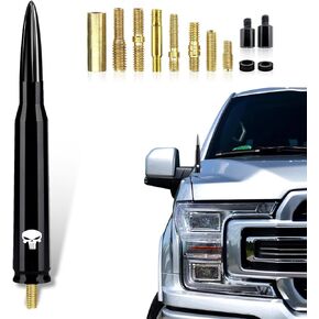 Pack-1 Bullet Car Modified Antenna with Installation Accessories, 0.8In x 5.4In Durable Anti Theft Metal Antenna Replacement Compatible with Ford F150 Wrangler Jeep Chevrolet (Black)