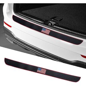 1 PC Car Rear Bumper Protector Guard, Trunk Rubber Protection Strip, Car Rear Bumper Protector Cover, Universal Scratch-Resistant Trunk Guards Trim, for Most Cars (American Flag Black #3201)