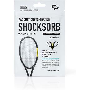 RTP ShockSorb WASP Strips - Tennis Racket Vibration Dampener – Absorb and Reduce Vibration – Add Power, Control, and Stability – Expand Sweet Spot and Prevent Injuries – Yellow