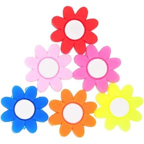 6 Pcs Tennis Dampeners Flower Shaped Tennis Racket Vibration Dampeners Silicone Tennis Racquet Shock Absorbers for Your Racket and Strings (Random Color)