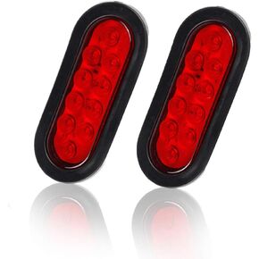 2Pcs Steel LED Trailer Light Kit - Trailer Housing Boxes with 6-Inch Oval Tail Lights and 2-Inch Round Side Marker Lights with Grommet Wire Connectors
