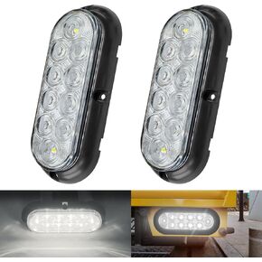 2Pcs Steel LED Trailer Light Kit - Trailer Housing Boxes with 6-Inch Oval Tail Lights and 2-Inch Round Side Marker Lights with Grommet Wire Connectors