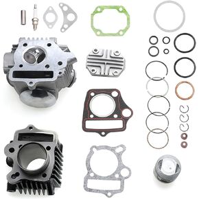 47MM Bore 70CC Cylinder Head Piston Cylinder Rebuild Repair Kit Fit for Honda ATC70 C70 CT70 TRX70 CRF70 XR70 S65 70CC CL70 XL70 SL70 Roketa Kazuma 70cc ATV Dirt Bike Go Kart