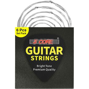 5 Core Guitar strings Steel Acoustic 6 Strings for guitar & bass accessories Light Gauge 0.010-0.048 Plain Steel with Shield Package Corrosion Free Superior Performance GS AC