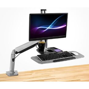 Mount-It! Stand Up Workstation with Dual Monitor Mount - Standing Desk Converter with Height Adjustable Keyboard & Counterbalance Monitor Arm