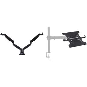 Monoprice Dual Monitor Adjustable Gas Spring Desk Mount - Supports Monitors 15 to 34 Inches, Max 19.8 LBS Weight Per Display, Smooth Full-Motion, Black - Workstream Collection