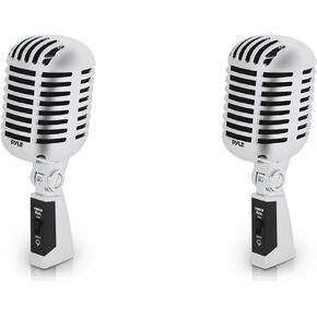 PDMICR42SL Old Fashioned Vintage Retro Style Dynamic Adjustable Compact Desktop Studio Mic Professional Vocal Recording Microphone (2 Pack)