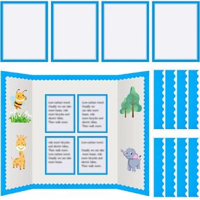 Henoyso 100 Pcs Science Fair Board Supplies Include 80 Trim Scalloped Bulletin Borders 20 Project Printable Adhesive Paper for Classroom Office Display (Macaron Color)