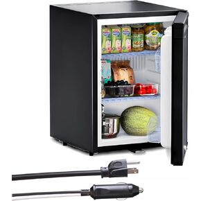 Compact Semi Truck Refrigerator 2.1 Cu.Ft, AC/DC Mini Fridge with Lock, Reversible Door, 12V Quiet Absorption Refrigerator for Truck, RV Camper, Caravan, Boat, Black