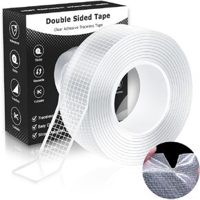 Double Sided Tape-Heavy Duty Mounting Tape 1.18in x 9.85ft Nano Double Sided Mounting Tape Transparent Poster Tape Double Sided Tape for Walls Office Outdoor Carpet Home