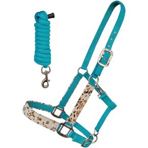 Horse Nylon Hair-on Inlay Adjustable Halter w/Lead Rope 606209