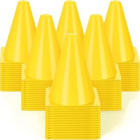 Geetery 100 Pcs 7 Inch Small Sports Training Cones Mini Plastic Traffic Cones Driving Practice Cones Agility Marker Cone for Soccer Skating Basketball Football Indoor Outdoor