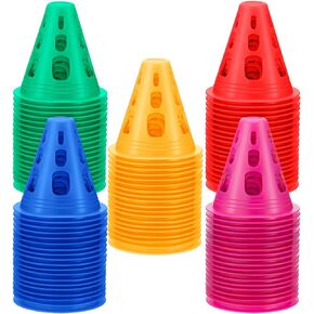 200 Pcs 3'' Mini Colored Cones Agility Plastic Sports Cones Classroom Training Soccer Orange Cones for Kids Obstacle Course Roller Skating Indoor Outdoor, 5 Colors