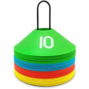 i-SCREAM Numbered Sports Disc Cones– Multicolor Set of 40 Pieces, Soft and Flexible, Playing Field Makers with Steel Holder, Carry Bag for PE/Gym Classes, School Activities, Games, Sports Training