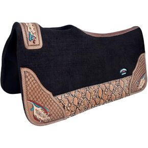 Horse 32" x 30" Western Contoured Wool Felt Therapeutic Saddle Pad Black 39216