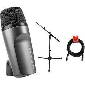 Sennheiser E602 II Cardioid Instrument Microphone with MS-5220T Tripod Microphone Stand & 20' XLR-XLR Cable Bundle