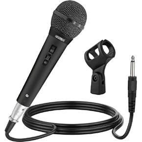 5 CORE Karaoke Microphone Dynamic Vocal Handheld Mic Cardioid Unidirectional Microfono w On and Off Switch Includes XLR Audio Cable Mic Holder PM 1O1 BLK