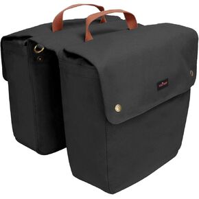 TOURBON Canvas Cycling Bicycle Bike Pannier Rear Seat Bag Rack Trunk (Waterproof, Roll-Up) (Black)