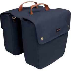 TOURBON Canvas Cycling Bicycle Bike Pannier Rear Seat Bag Rack Trunk (Waterproof, Roll-Up) (Black)