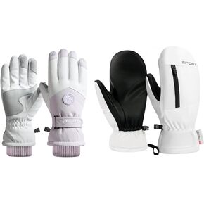 2 Pair Ski Gloves and Ski Mittens Winter Ski Snow Gloves for Men, Women, Youth | Touchscreen & Waterproof Cold Weather Hand Warming Gloves Winter Work Gloves