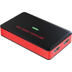 DIGITNOW USB3.0 HDMI Video Capture Card,1080P 60FPS HD Game Recorder Cam Link with HDMI Passthrough Live Streaming Recording Work with Xbox PS5 PS4 Swtich, Red, 3.66*2.16*0.59 in, BR140