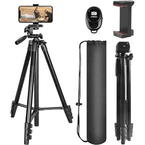 74" Heavy Duty Tripod Stand for Cameras, Cell Phones, Projectors, Webcams, Spotting Scopes, Portable Tall Tripod Perfect for Phone/Camera Photography/Live Stream/Vlogging(Red)