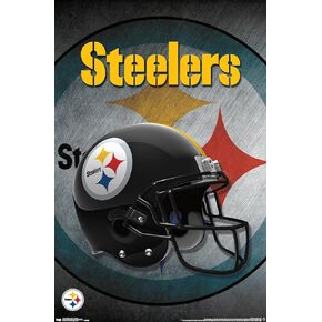 Trends International NFL Pittsburgh Steelers - Helmet 16 Wall Poster, 14.725" x 22.375", Black Framed Version