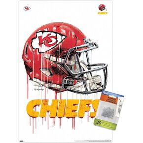 Trends International NFL Kansas City Chiefs - Drip Helmet 20 Wall Poster with Push Pins