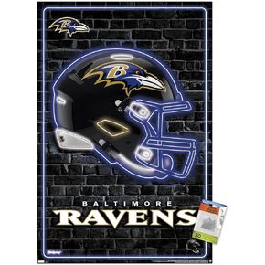 NFL Baltimore Ravens - Neon Helmet 23 Wall Poster with Push Pins