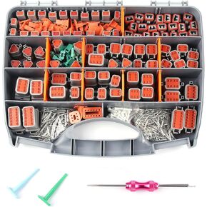 Deutsch Connectors Kit 540PCS - 2/3/4/6/8/12 Pin DT Connectors with Removal Tool, Size 16 Solid Terminal Contacts - 14-18 AWG for Automotive Application