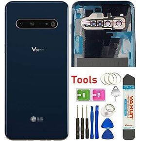 V60 Back Glass Replacement Door Housing Cover Panel Assembly Parts for LG V60 ThinQ V600 5G All US Verison + Eject Pin W/Tools Blue