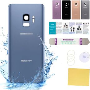 Compatible for Samsung Galaxy S9 Back Cover Glass Case Replacement 5.8-Inches SM-G960 All Carriers with Installation Manual + Repair Tool Kit (Coral Blue)