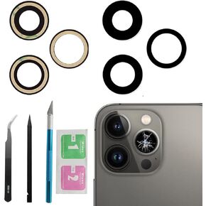 3 Pieces Max Sapphire Rear Back Camera Glass Lens Replacement for iPhone 13 Pro, iPhone 13 Pro Max with Adhesive Preinstalled Includes Replacement Repair Toolkit Set