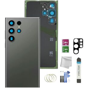 بديل زجاجي خلفي لهاتف Galaxy S23 Ultra لهاتف Samsung Galaxy S23 Ultra غطاء خلفي زجاجي مع شريط مثبت مسبقًا وعدسة كاميرا + أدوات (أخضر) in Kuwait