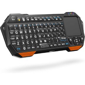 لوحة مفاتيح Fosmon Mini Bluetooth (لوحة مفاتيح QWERTY)، لاسلكية محمولة مع لوحة اللمس، متوافقة مع Apple TV، Amazon Fire Stick، PS4، PS4 Pro، PS5، HTPC/IPTV، نظارات الواقع الافتراضي، الهواتف الذكية
