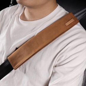 2 PCS Car Seatbelt Covers for Adults, Leather Seat Belt Cushion Shoulder Pad for Women, Car Accessories Protector for More Comfortable Driving (Apricot)