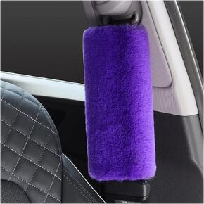 AICEL Soft Rabbit Fur Car Seat Belt Pads, 2PCS Fluffy Safety Belt Shoulder Cover, Neck Cushion Protector, Auto Interior Accessories by Genuine Rabbit Wool, Universal for Vehicles Bag Straps (Beige)