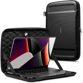 Spigen Rugged Armor Hard Shell Laptop Sleeve Pouch Compatible with MacBook Air 13 Inch, MacBook Pro 14 Inch M3 & M2 Series, and 13-14 inch laptops - Black