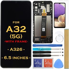 Screen Replacement LCD Display Touch Digitizer Assembly with Frame for Samsung Galaxy A32 5G 2021 A326 SM-A326 A326U A326U1 A326T A326W 6.5" (Not for A32 4G)