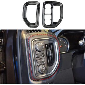 Carbon Fiber Dashboard Side Air Vent AC Outlet Cover Trim For 2019-2023 Chevy Silverado 1500/GMC Sierra 1500 For 2020-2024 Sierra/Silverado 2500 3500 HD(one knob)